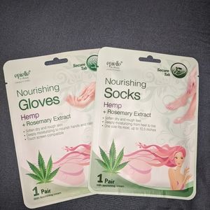 NEW HEMP w Rosemary Extract Nourishing Glove & Sock Masks